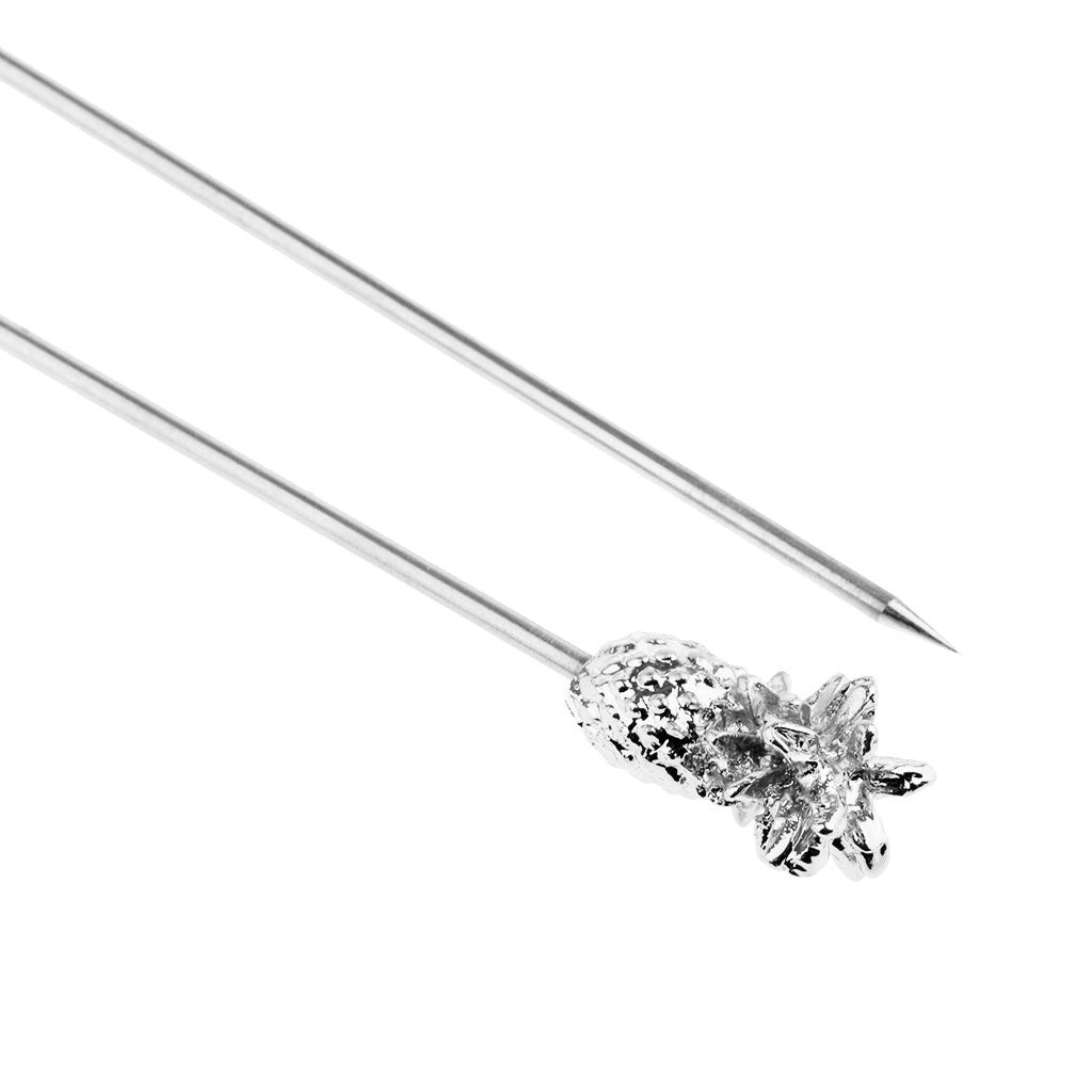 3X Stainless Steel Cocktail Picks Martini Fruit Stick for Party Silver