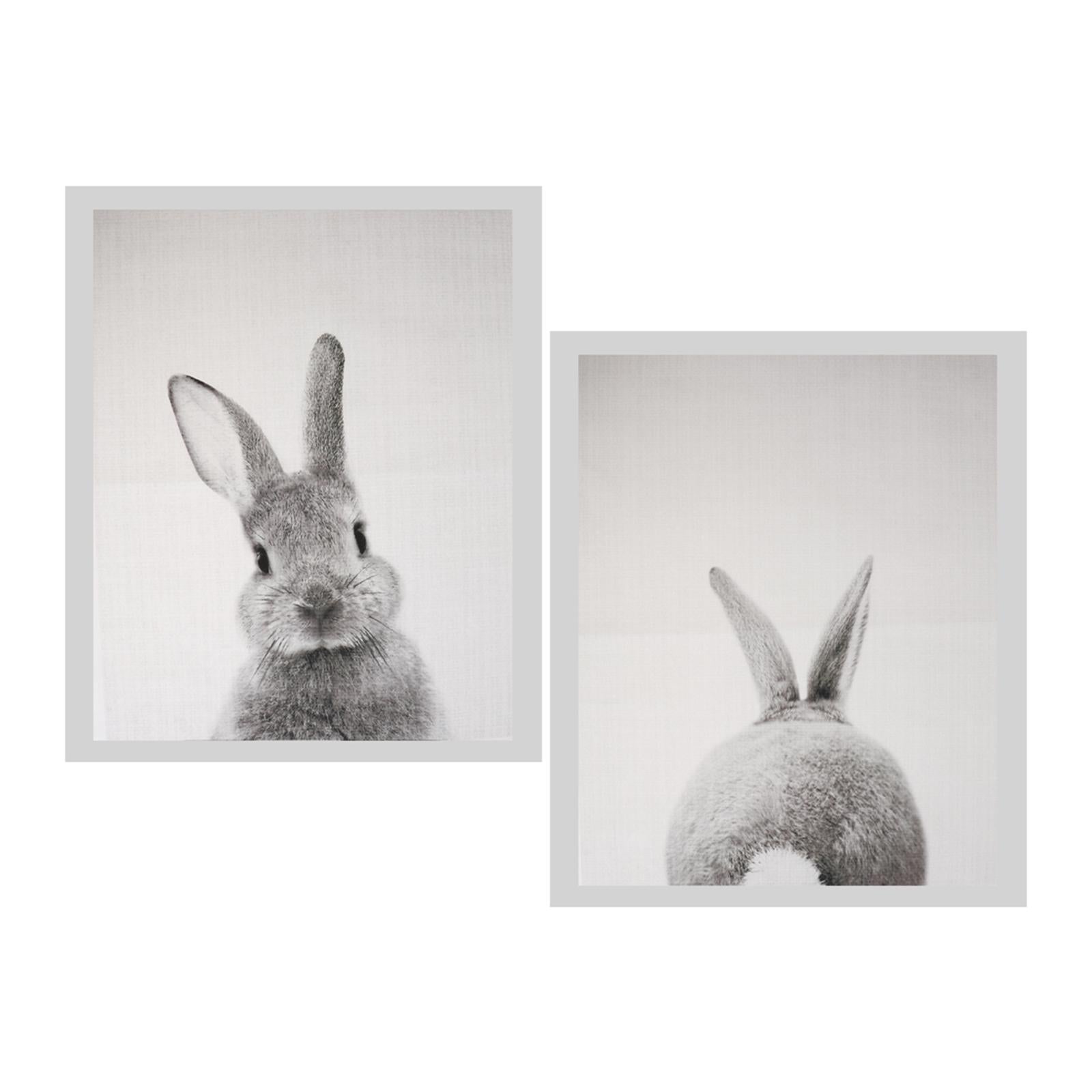 2Pcs Modern Art Oil Painting Canvas Picture Cute Rabbit Wall Decor 30x40cm
