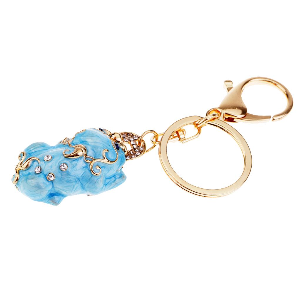 Pi Xiu Lucky Keychains Keyrings Car Women Purse Bag Key Chain Light Blue