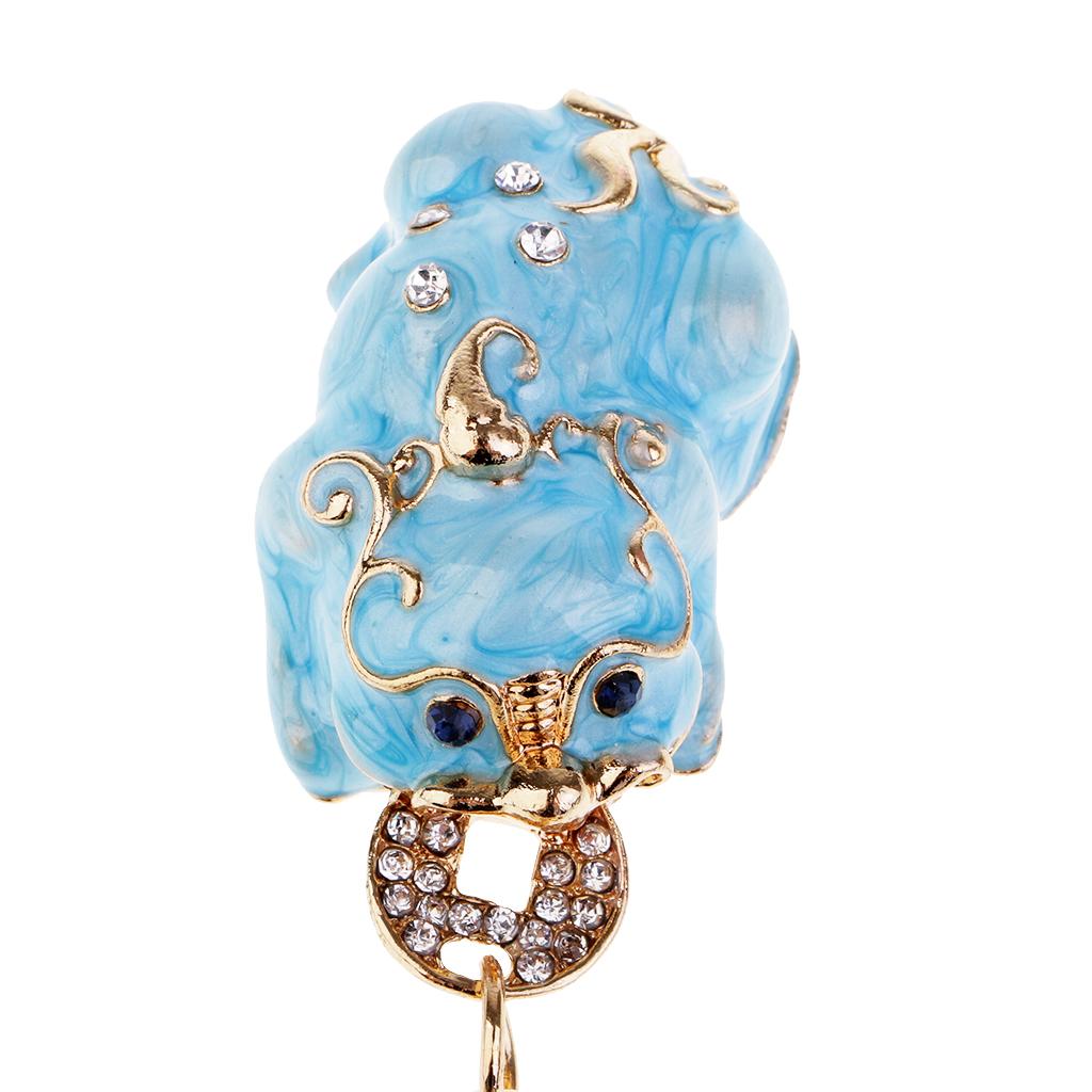 Pi Xiu Lucky Keychains Keyrings Car Women Purse Bag Key Chain Light Blue