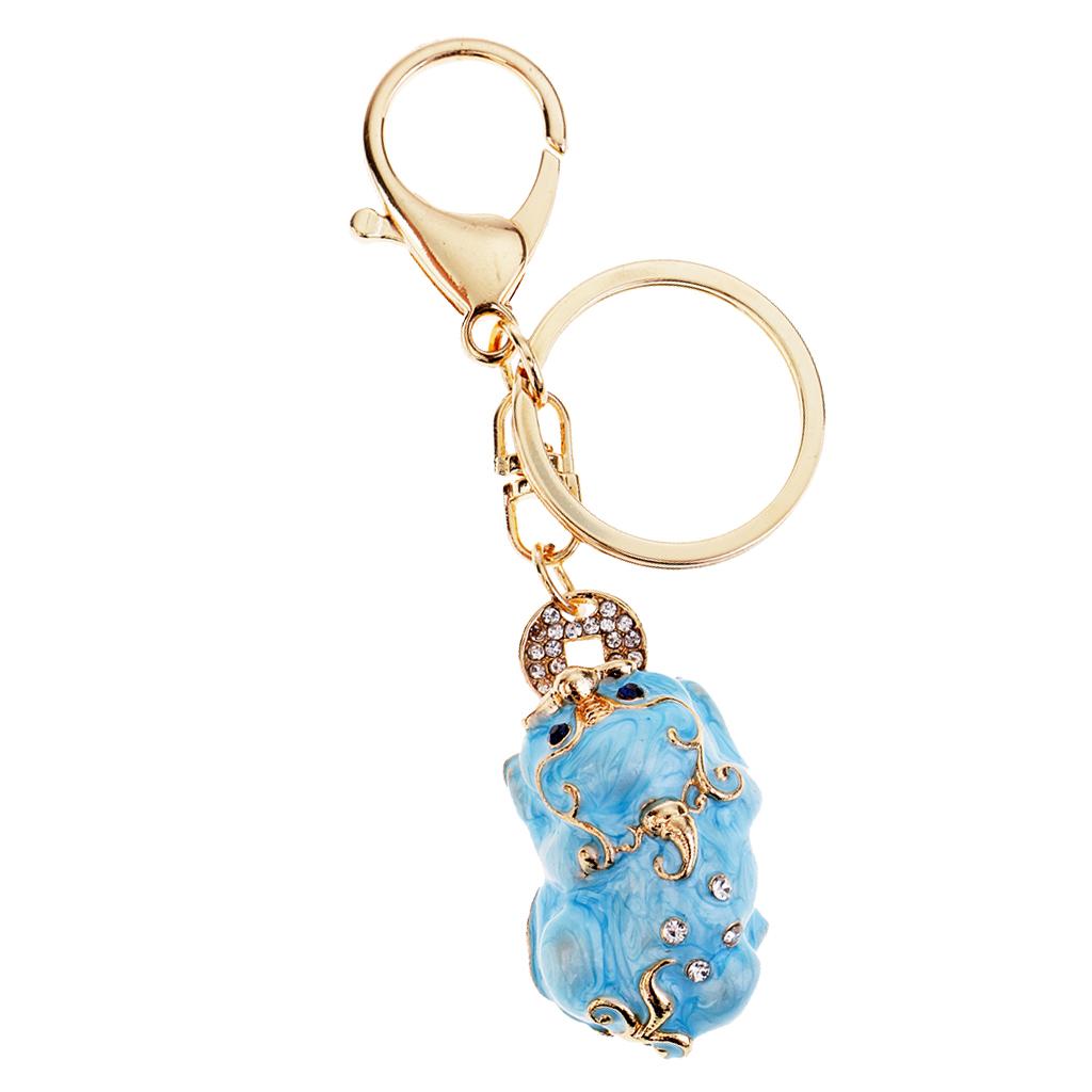Pi Xiu Lucky Keychains Keyrings Car Women Purse Bag Key Chain Light Blue