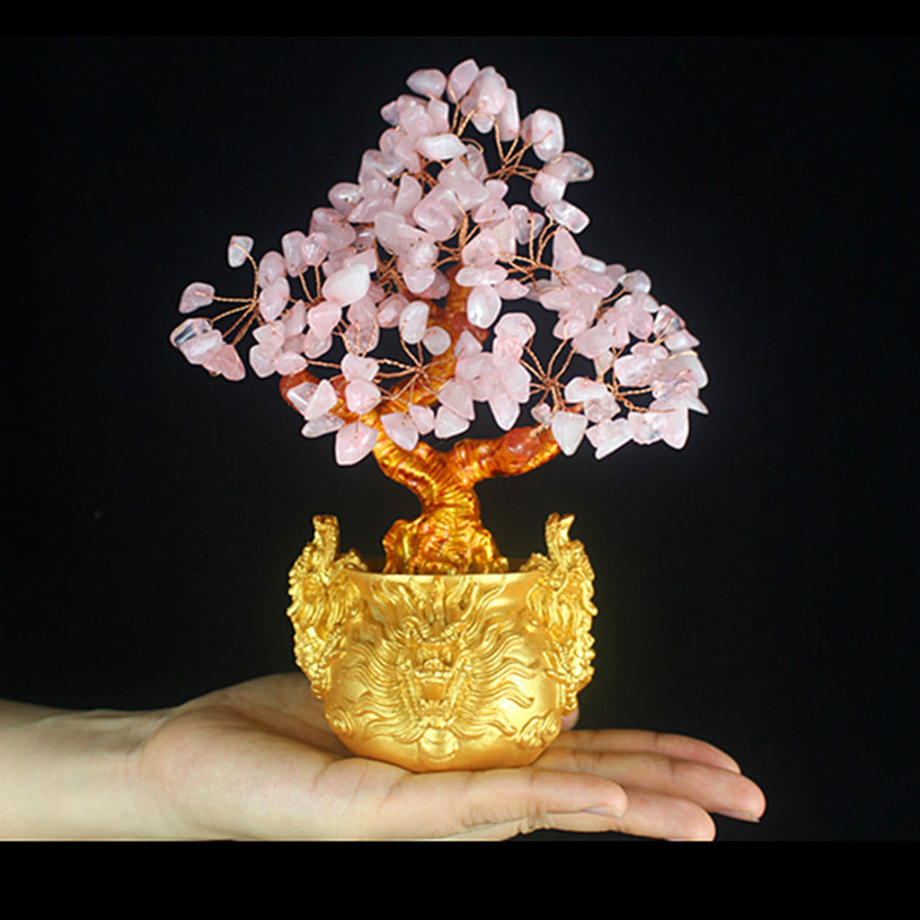 Crystal Money Tree Bring Wealth Luck Home Decor Birthday Gift 18cm Pink