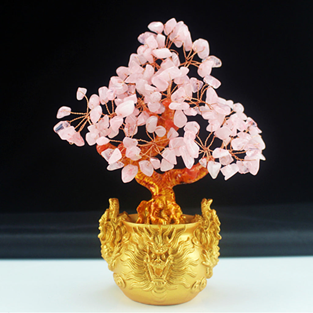 Crystal Money Tree Bring Wealth Luck Home Decor Birthday Gift 18cm Pink