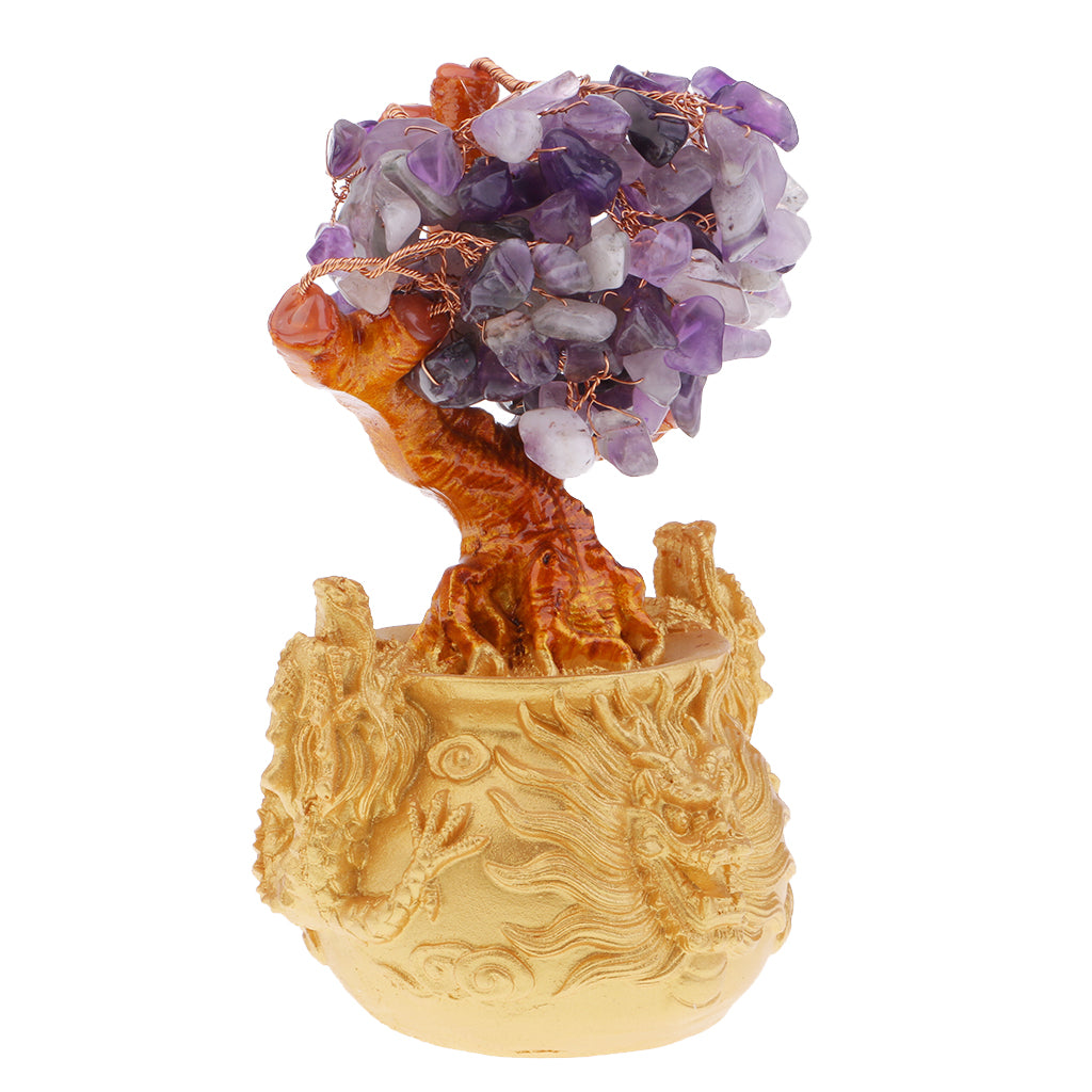 Crystal Money Tree Bring Wealth Luck Home Decor Birthday Gift 18cm Purple