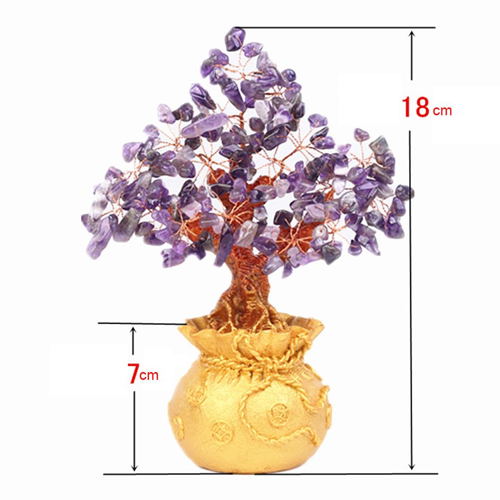 Mini Crystal Money Tree Bonsai Style Feng Shui Bring Wealth Luck Purple