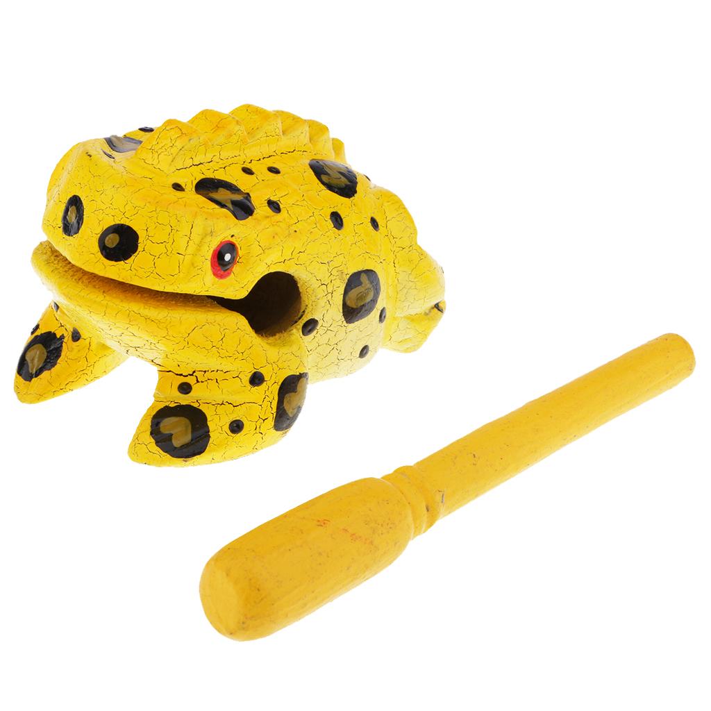 Handmade Wooden Musical Instrument Croaking Sound Home Car Decro yellow
