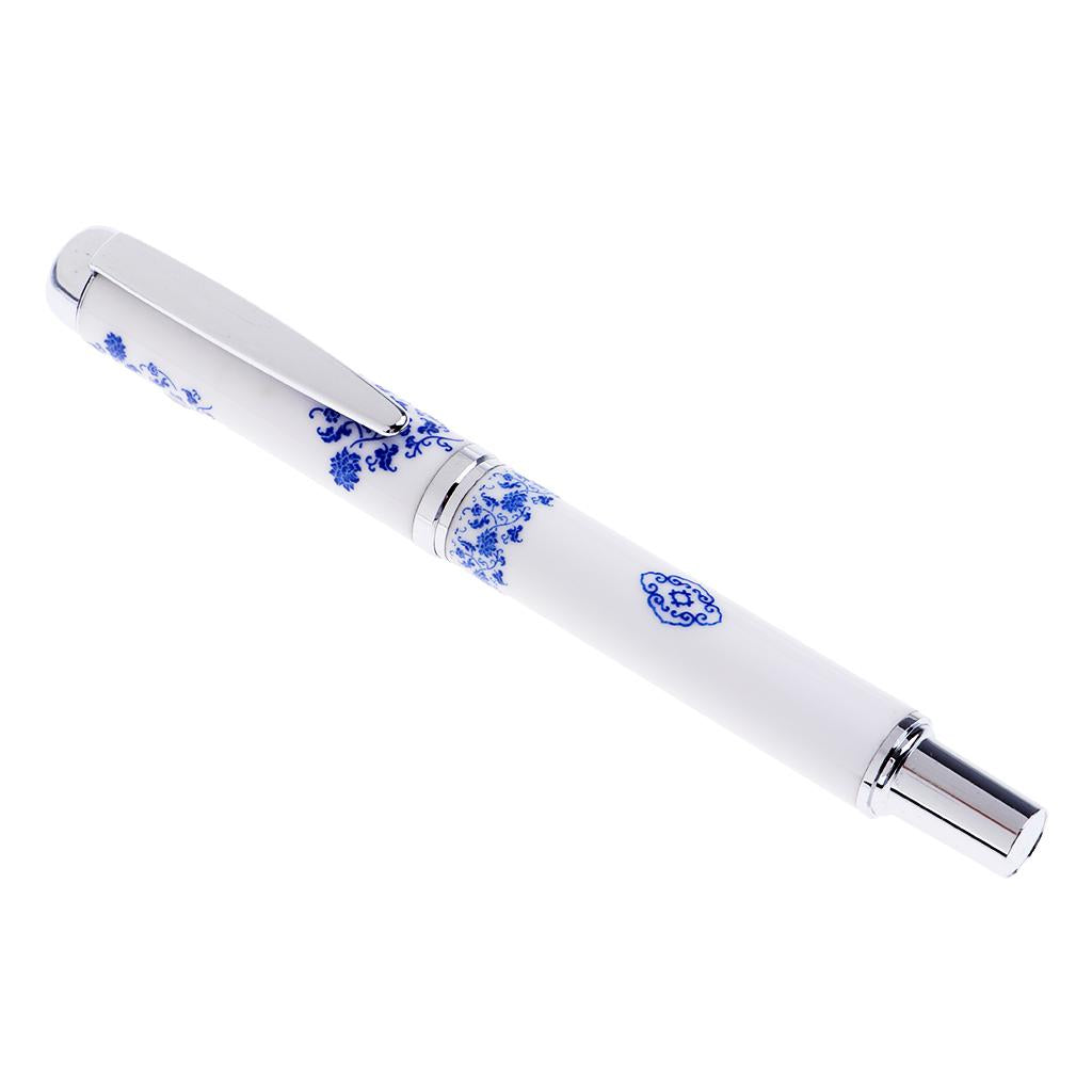 Ceramics Rollpoint Pen Chinese Elements Business Pen Tool Gift Blue flowwer