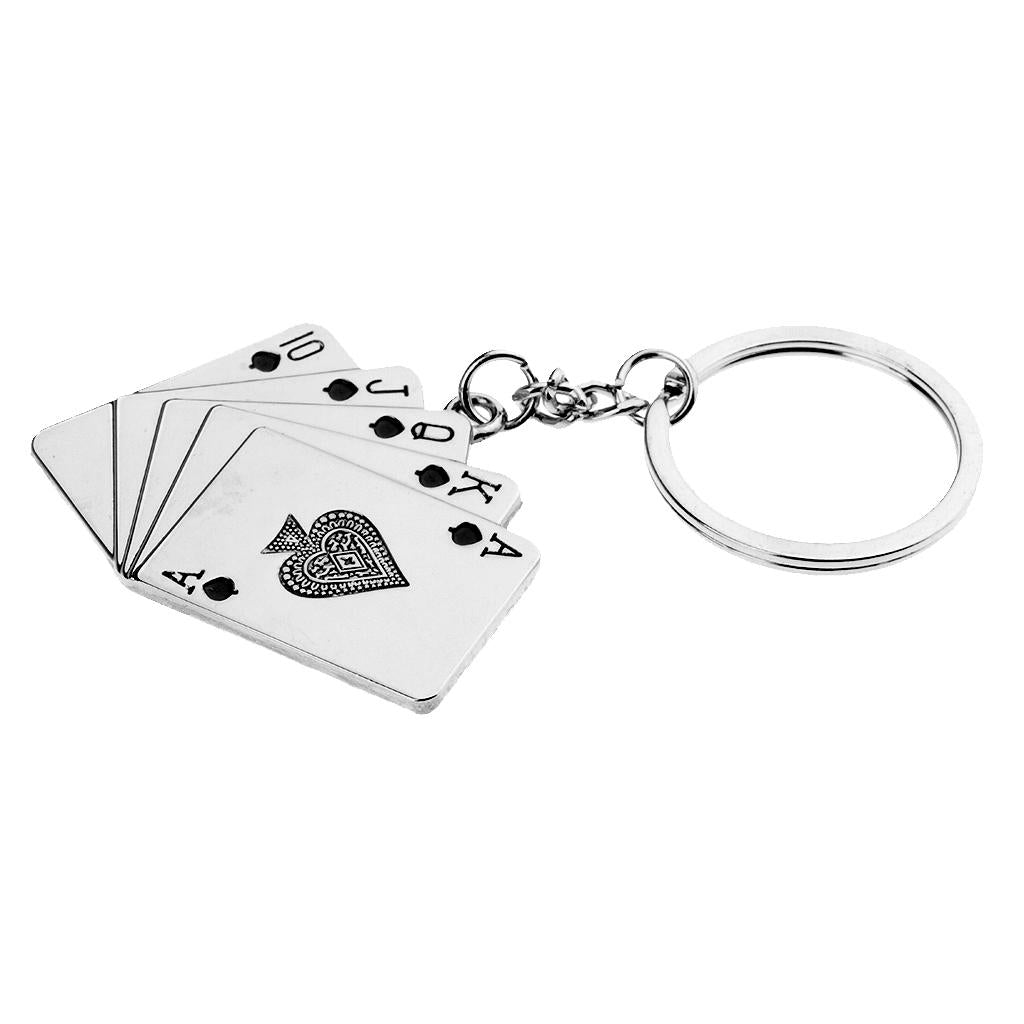 Car Keychain Auto Motorcycle Metal Poker Key Chain Bag Pendant Red
