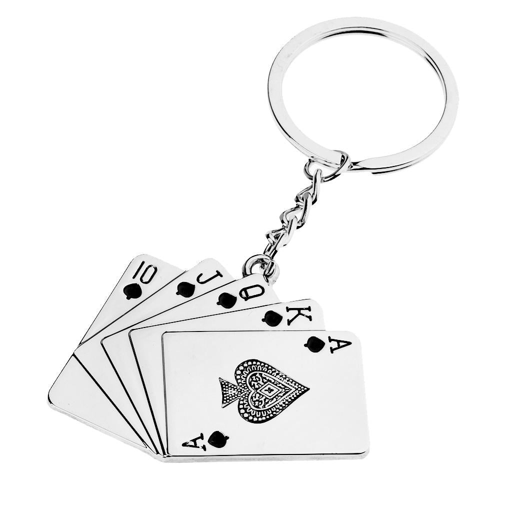 Car Keychain Auto Motorcycle Metal Poker Key Chain Bag Pendant Red