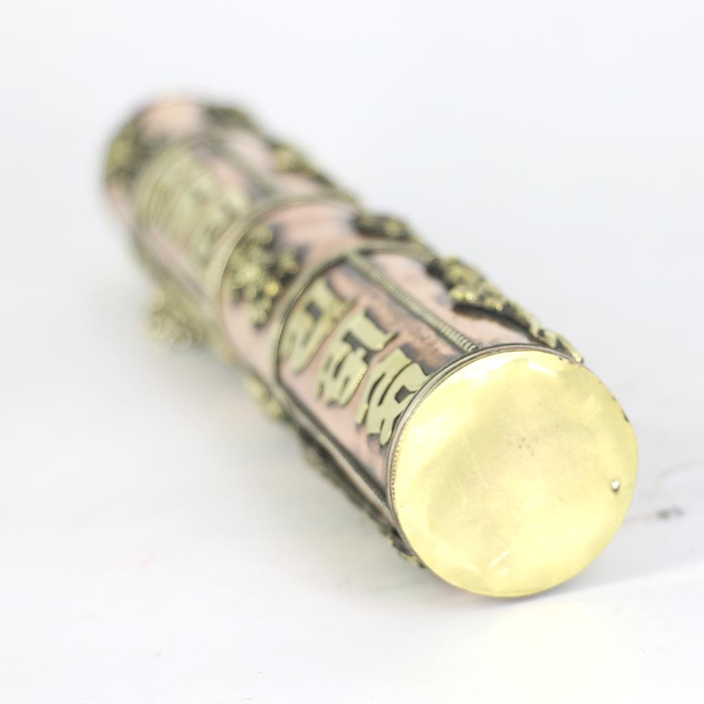 Tibetan Red brass Antiqued Incense box Metal Eight Auspicious Case 10.6inch