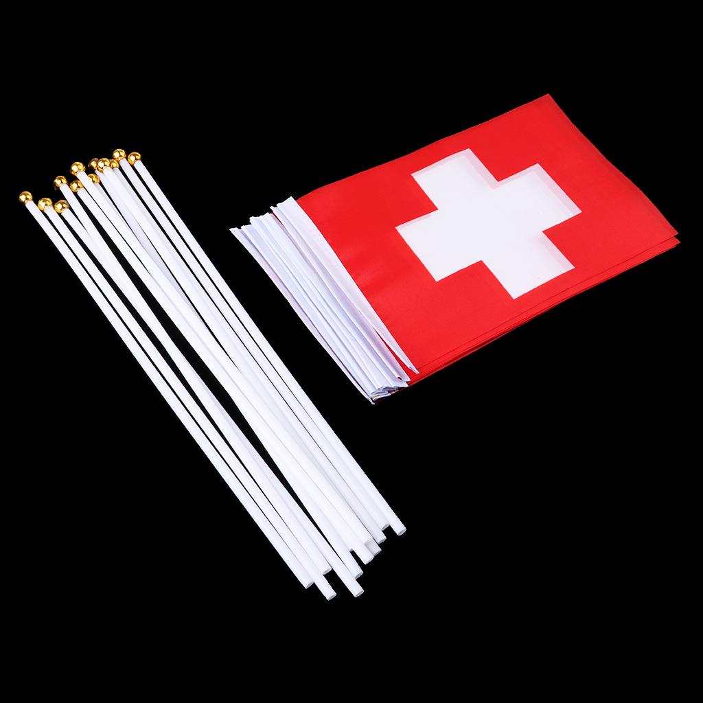 12PCS Flag Flags Banner Hand Waving Flag National Pride Flag Switzerland