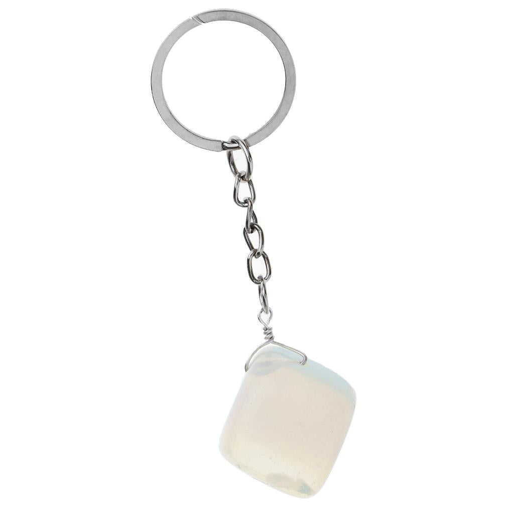 Natural Crystal Raw Gemstone Key Ring Key Chain Bag Pendant Opal