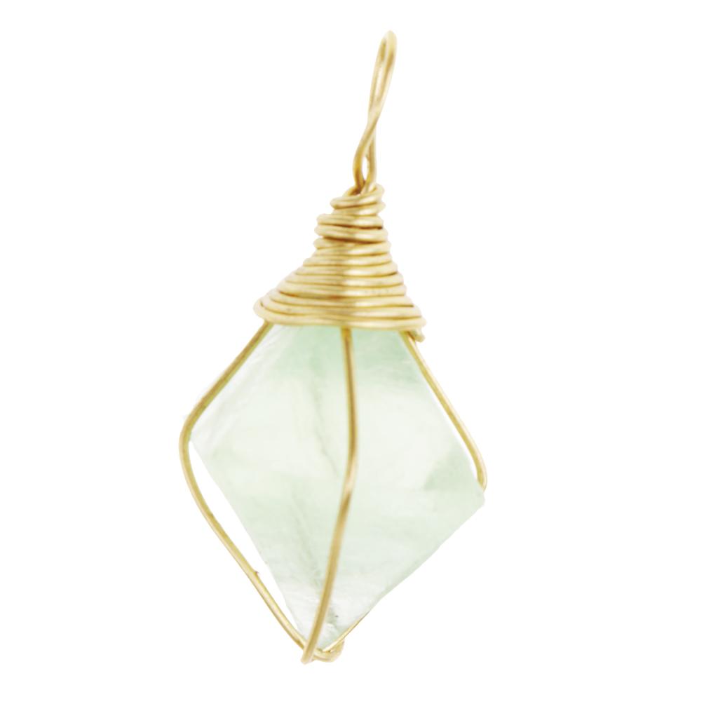 Natural Green Fluorite Crystal Pendant Chains Necklace for Women Jewelry