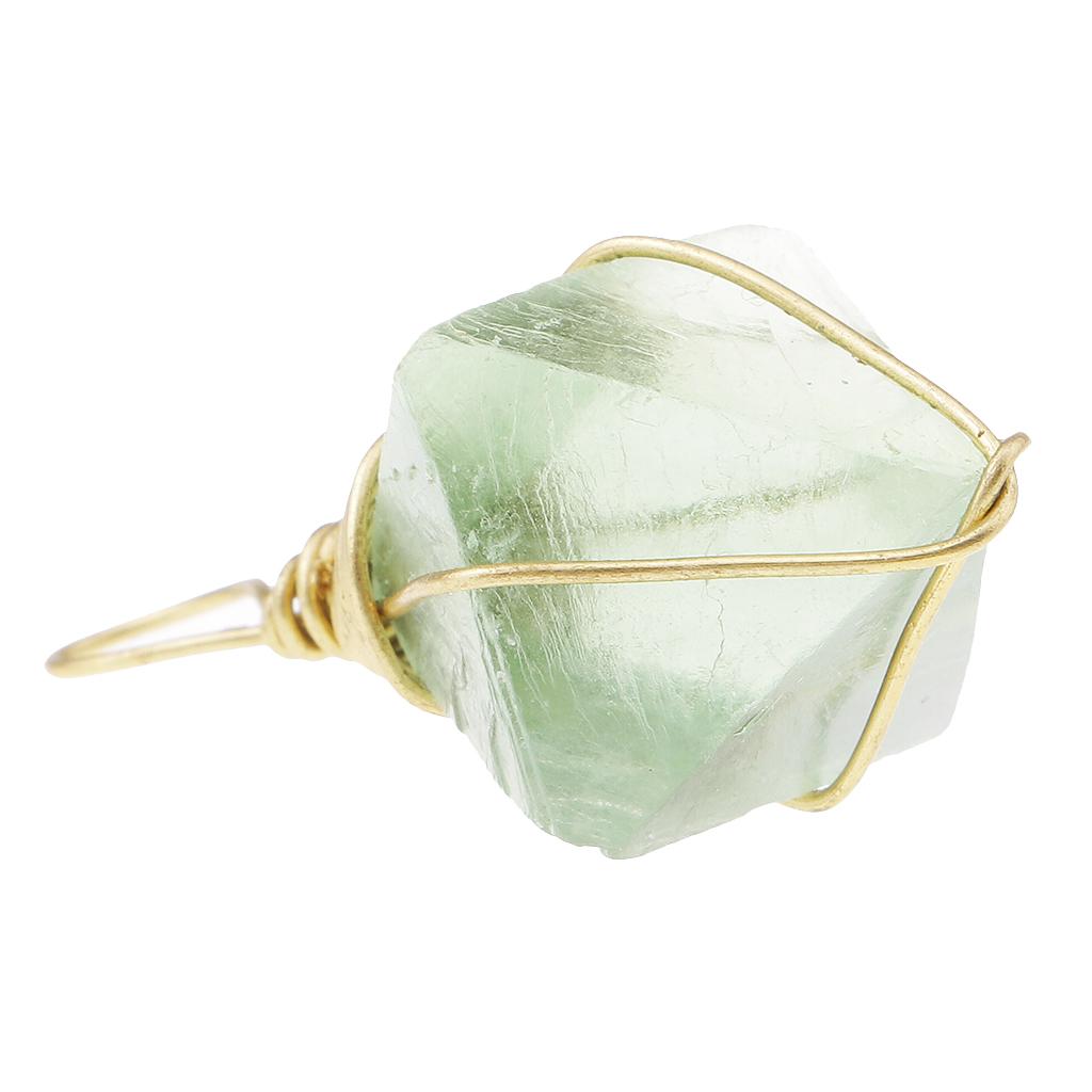 Natural Green Fluorite Crystal Pendant Chains Necklace for Women Jewelry