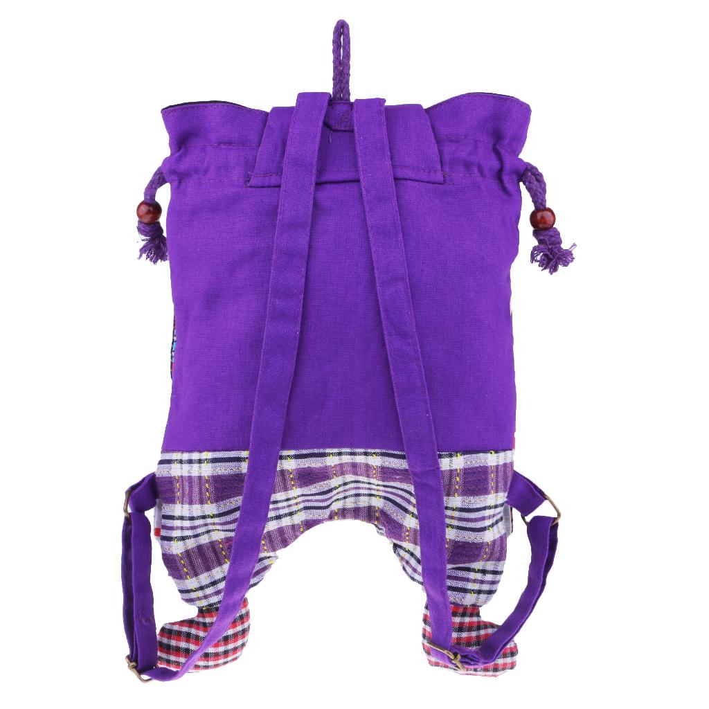 Cute Owl Cotton Handmade Patchwork Backpack Bag Women Girl Handbag Purple