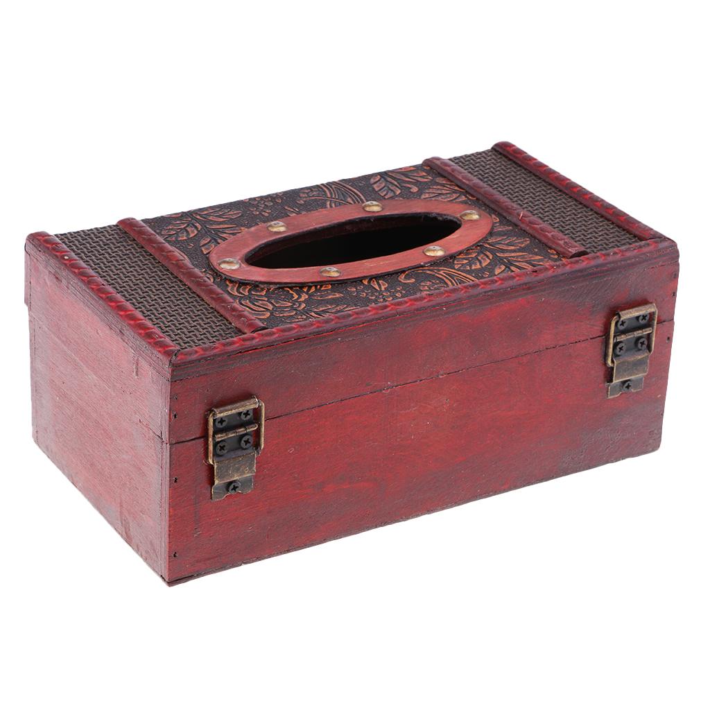 Wooden Tissue Box Cover Home Car Napkin Toilet Paper Holder Case C