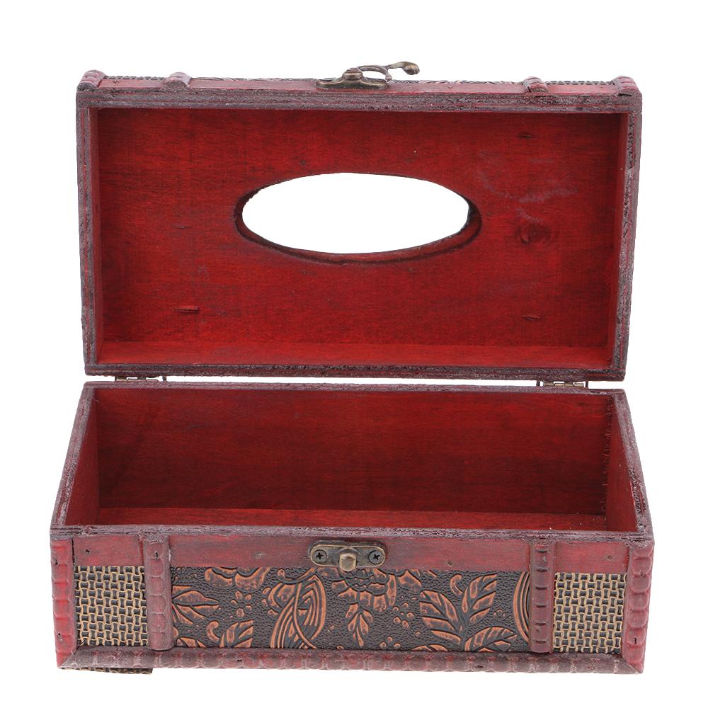 Wooden Tissue Box Cover Home Car Napkin Toilet Paper Holder Case C