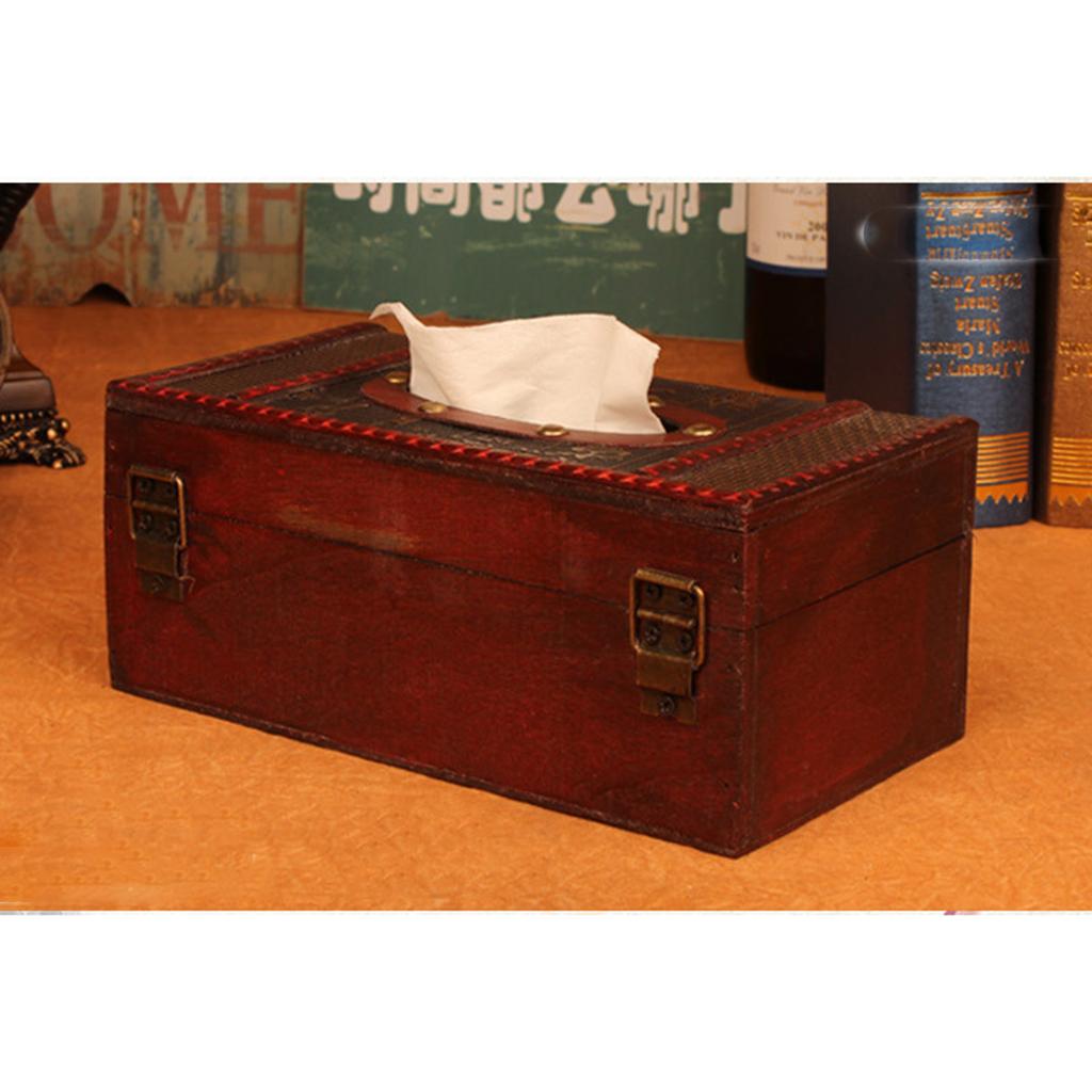Wooden Tissue Box Cover Home Car Napkin Toilet Paper Holder Case C