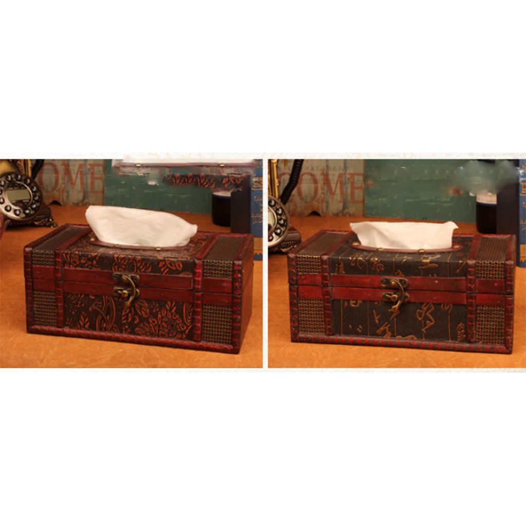 Wooden Tissue Box Cover Home Car Napkin Toilet Paper Holder Case C