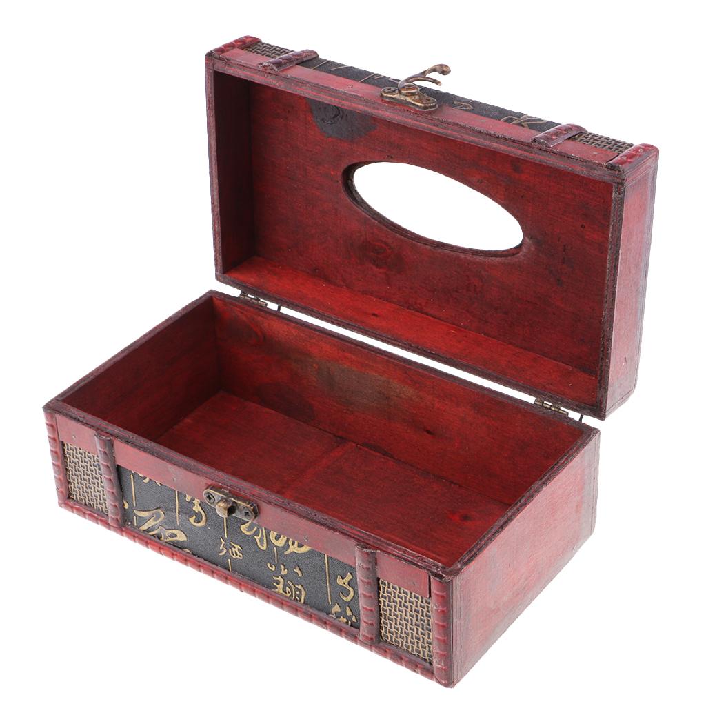 Wooden Tissue Box Cover Home Car Napkin Toilet Paper Holder Case D