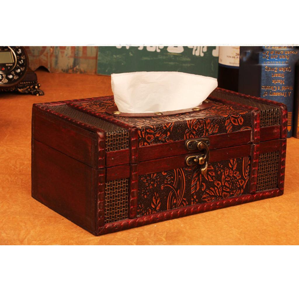 Wooden Tissue Box Cover Home Car Napkin Toilet Paper Holder Case D