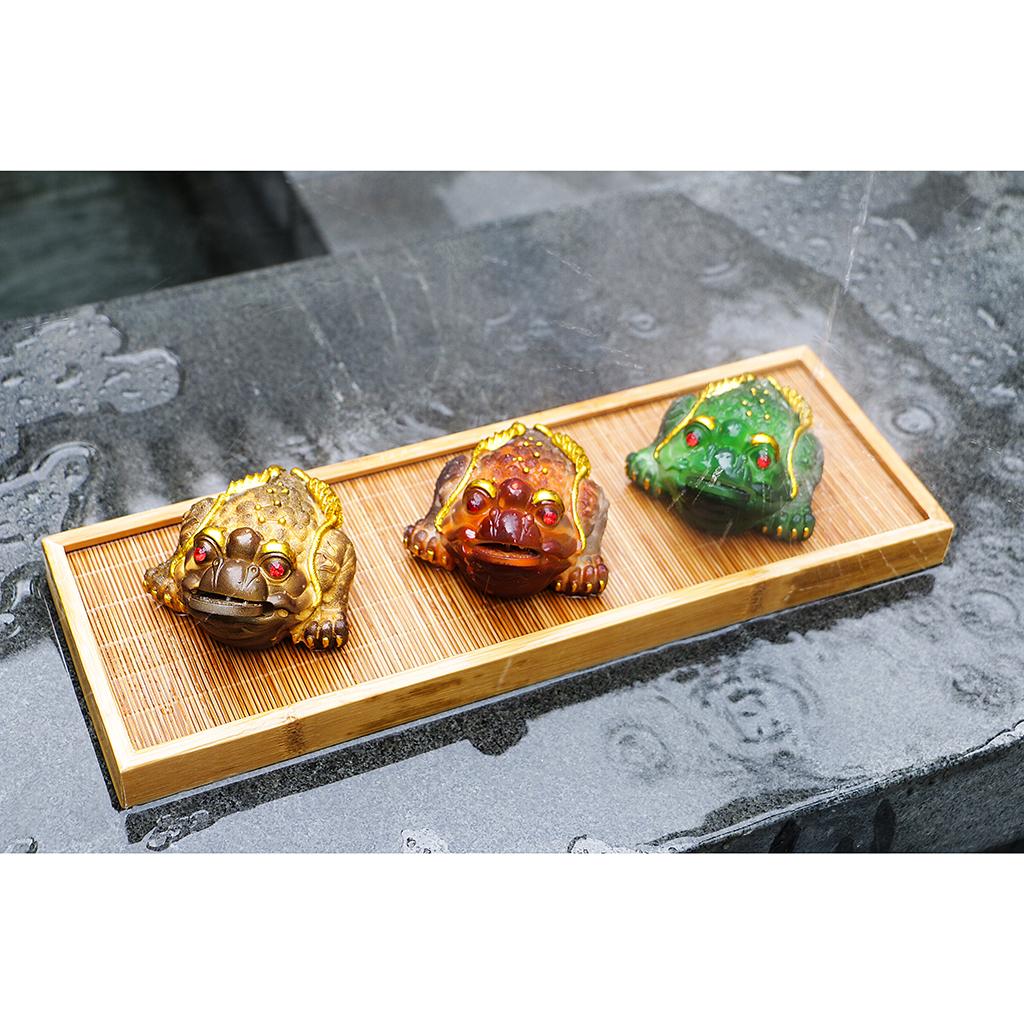 Resin Discoloration Three Feet Chinese Toad Cute Pet Tea Tray Turn Gold