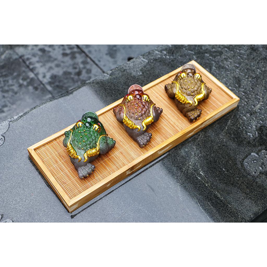 Resin Discoloration Three Feet Chinese Toad Cute Pet Tea Tray Turn Green