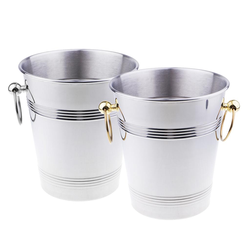 Curled Champagne Cooler Barrel Stainless Steel Ice Bucket for Barware Gold