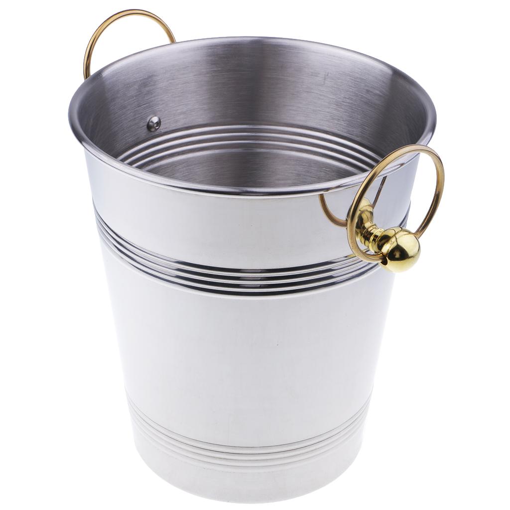 Curled Champagne Cooler Barrel Stainless Steel Ice Bucket for Barware Gold