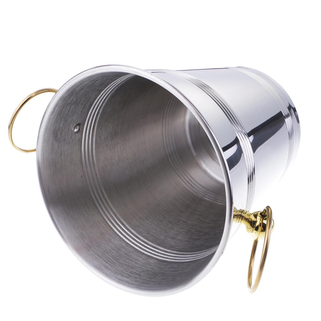 Curled Champagne Cooler Barrel Stainless Steel Ice Bucket for Barware Gold