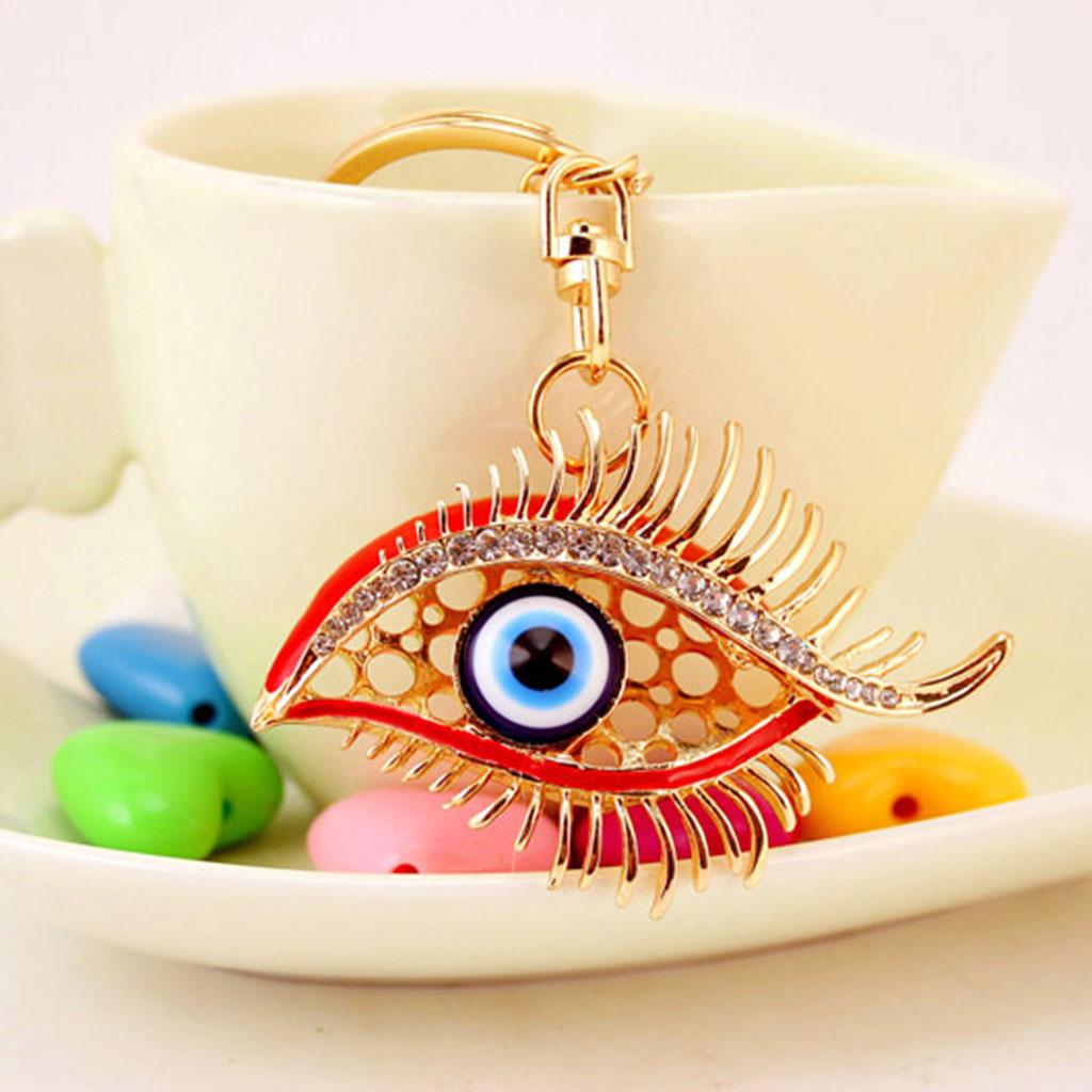 Fashion Crystal Turkey Eye Key Chain Handbag Purse Key Holder Pendants Red