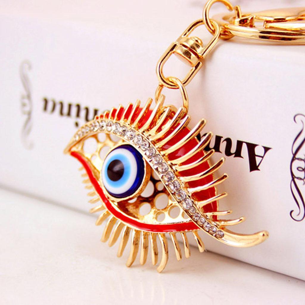 Fashion Crystal Turkey Eye Key Chain Handbag Purse Key Holder Pendants Red