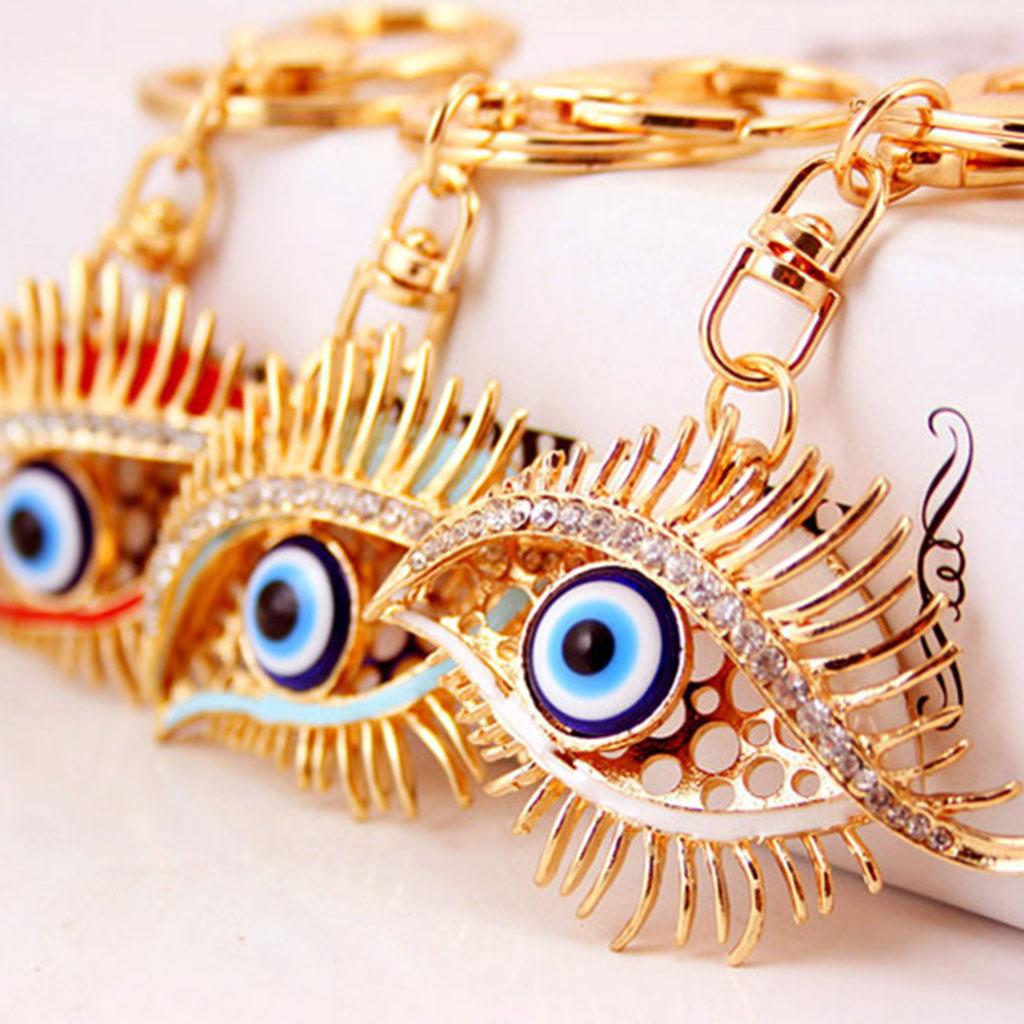 Fashion Crystal Turkey Eye Key Chain Handbag Purse Key Holder Pendants Red