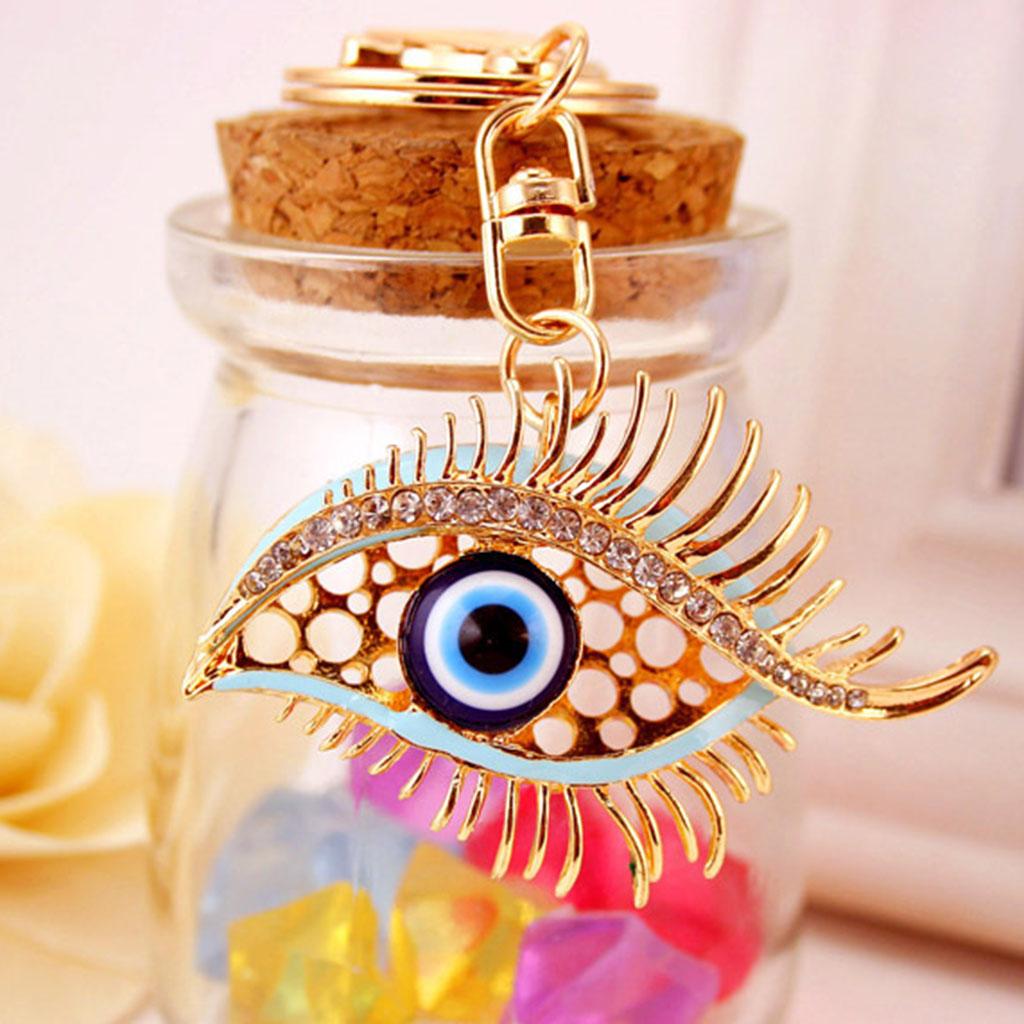 Fashion Crystal Turkey Eye Key Chain Handbag Purse Key Holder Pendants Blue