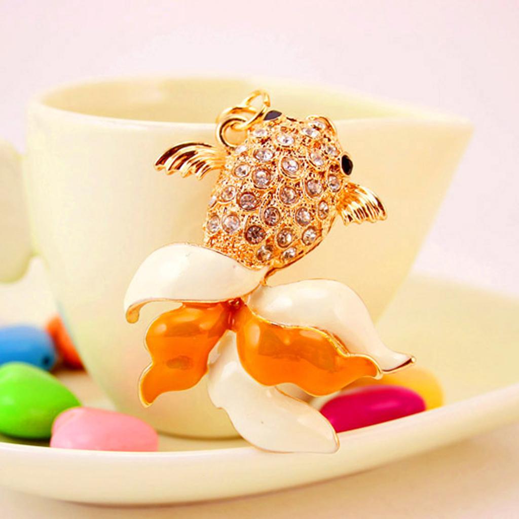 Keychain Charm Goldfish Key Holder Rhinestone Keyring Fish Pendant Key Chain