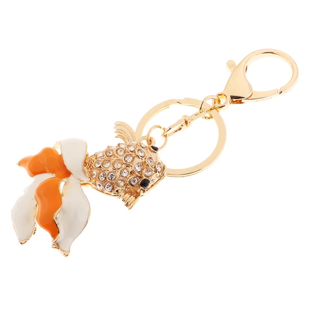Keychain Charm Goldfish Key Holder Rhinestone Keyring Fish Pendant Key Chain