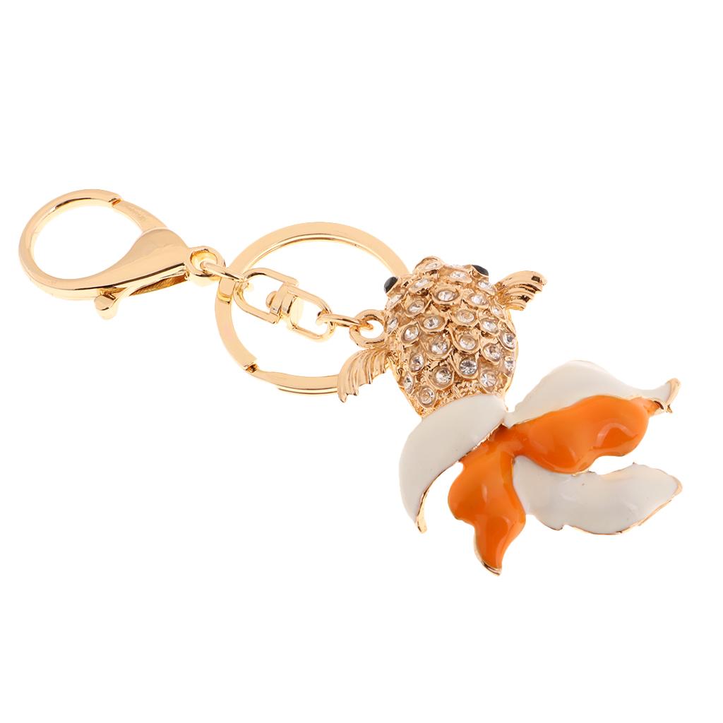 Keychain Charm Goldfish Key Holder Rhinestone Keyring Fish Pendant Key Chain