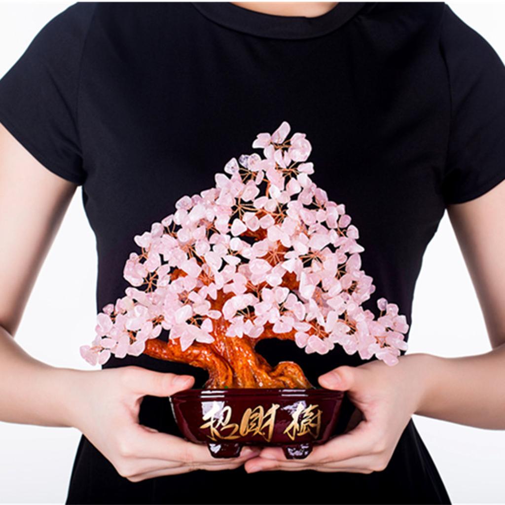 Crystal Money Tree Ornament Chinese Myth Lucky Charm Craft Home Decoration D