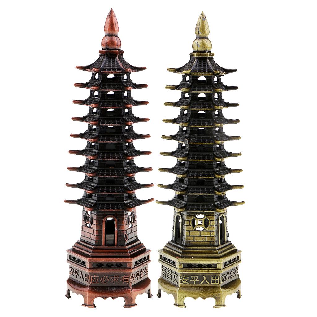 Wenchang Tower Model Handcraft China Pagoda Cultural Home Decor Bronze