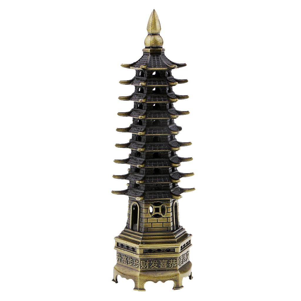 Wenchang Tower Model Handcraft China Pagoda Cultural Home Decor Bronze