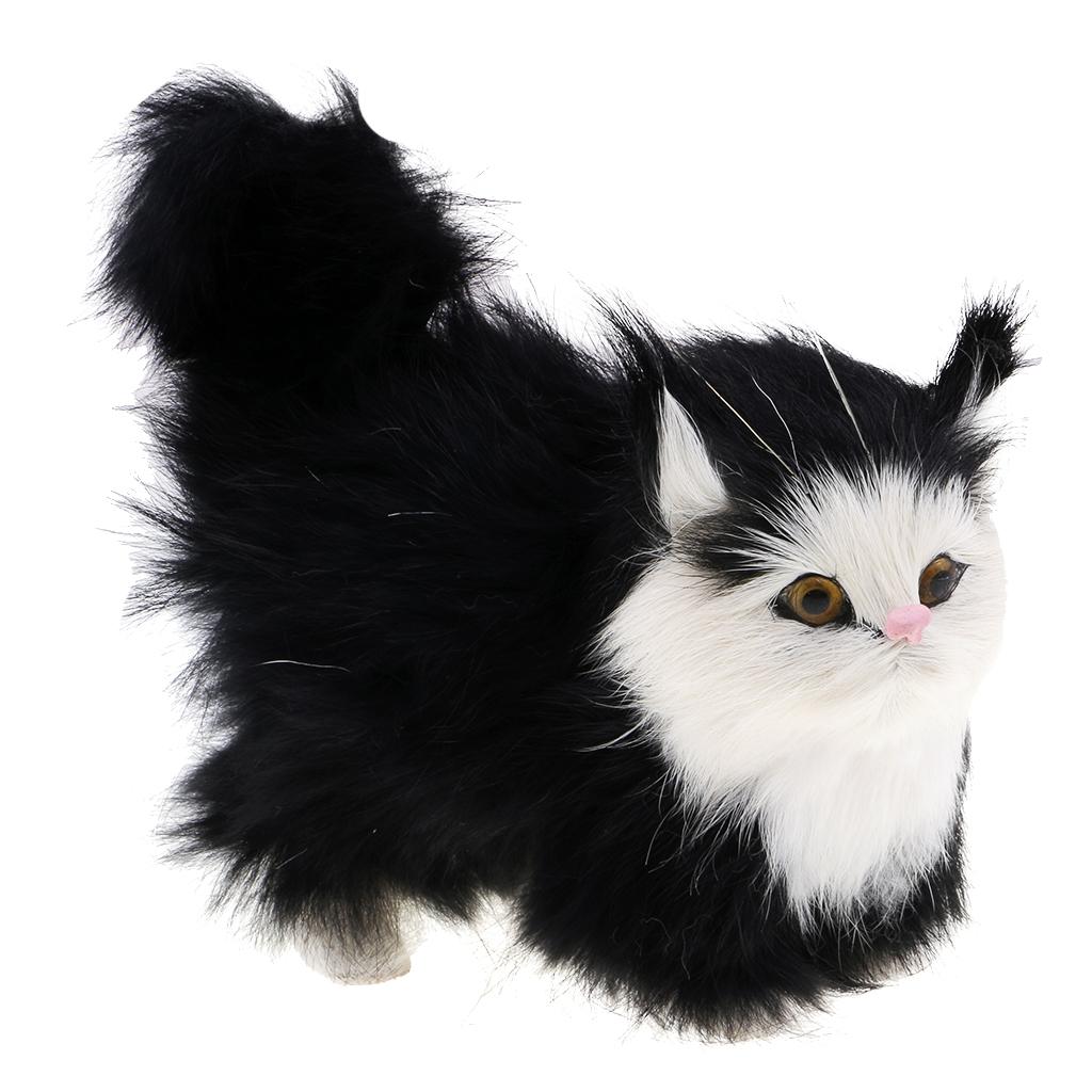 Simulation Cats Plush Stuffed Animal Home Decor Kids Birthday Gift Black