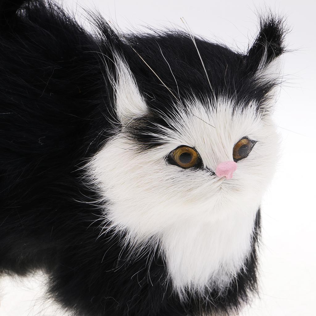 Simulation Cats Plush Stuffed Animal Home Decor Kids Birthday Gift Black