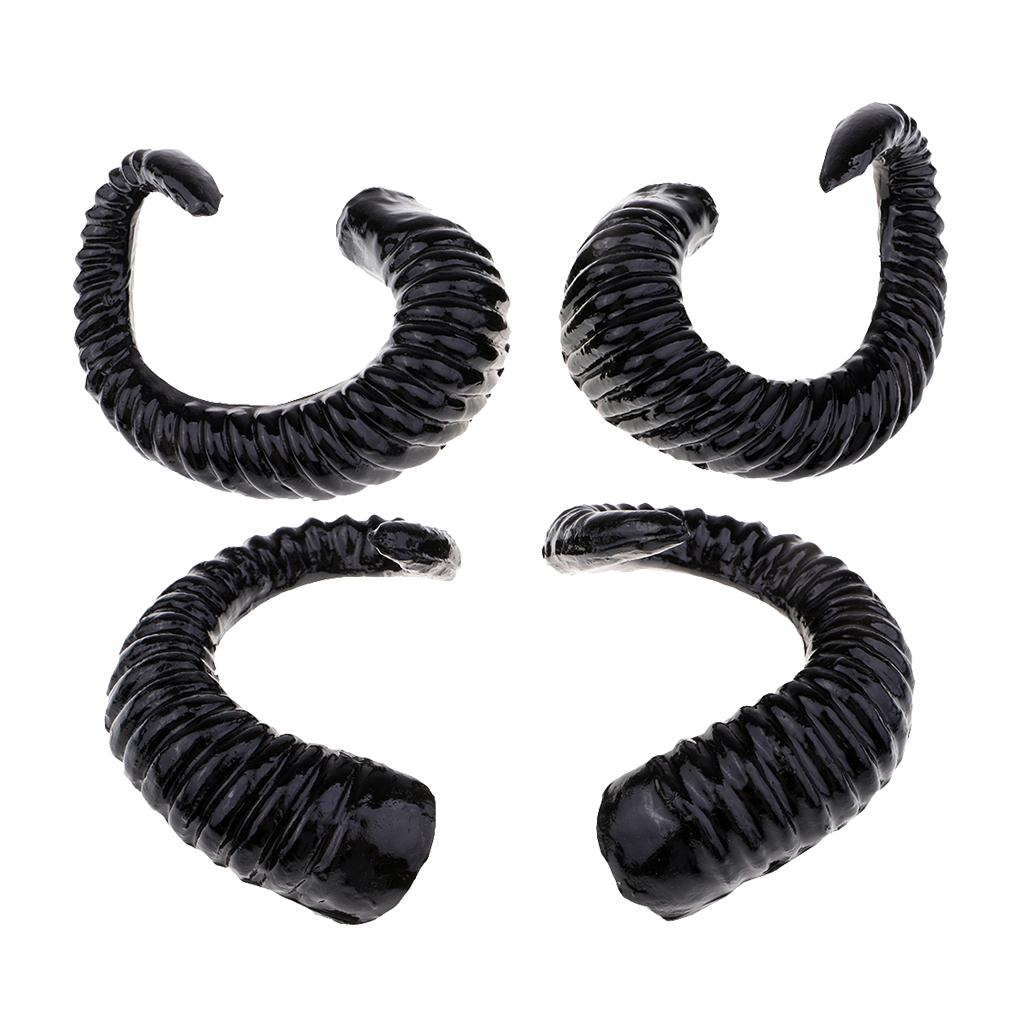 4x Artificial Ram Horns Costume Accessory for DIY Gothic Hair Headband Hoop