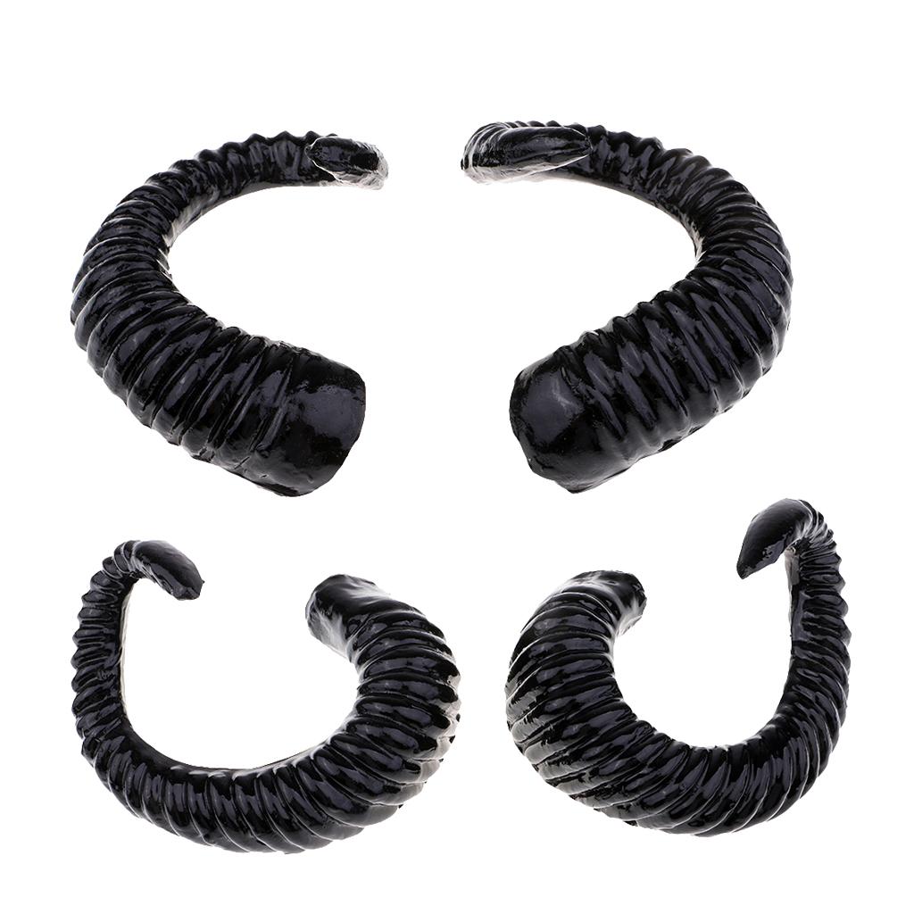 4x Artificial Ram Horns Costume Accessory for DIY Gothic Hair Headband Hoop