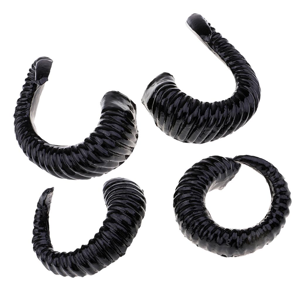 4x Artificial Ram Horns Costume Accessory for DIY Gothic Hair Headband Hoop