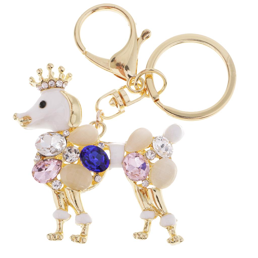 Fashion Acrylic Rhinestone Crown Royal Dog Pendant Handbag Key Chain Decors