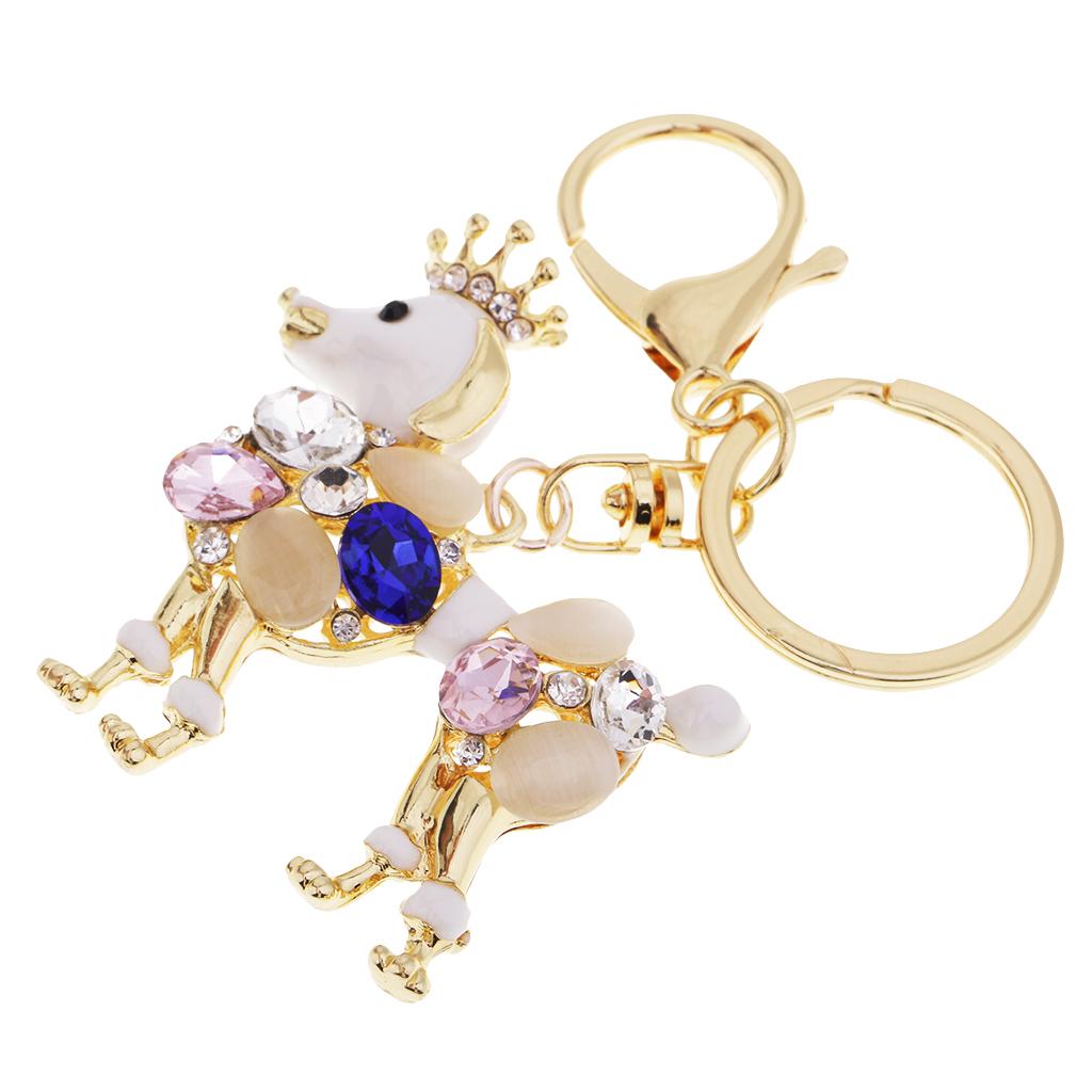 Fashion Acrylic Rhinestone Crown Royal Dog Pendant Handbag Key Chain Decors