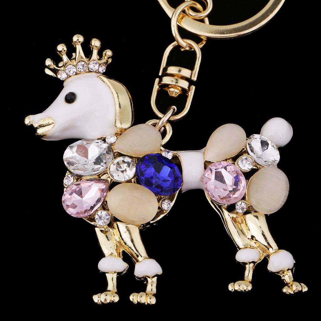 Fashion Acrylic Rhinestone Crown Royal Dog Pendant Handbag Key Chain Decors