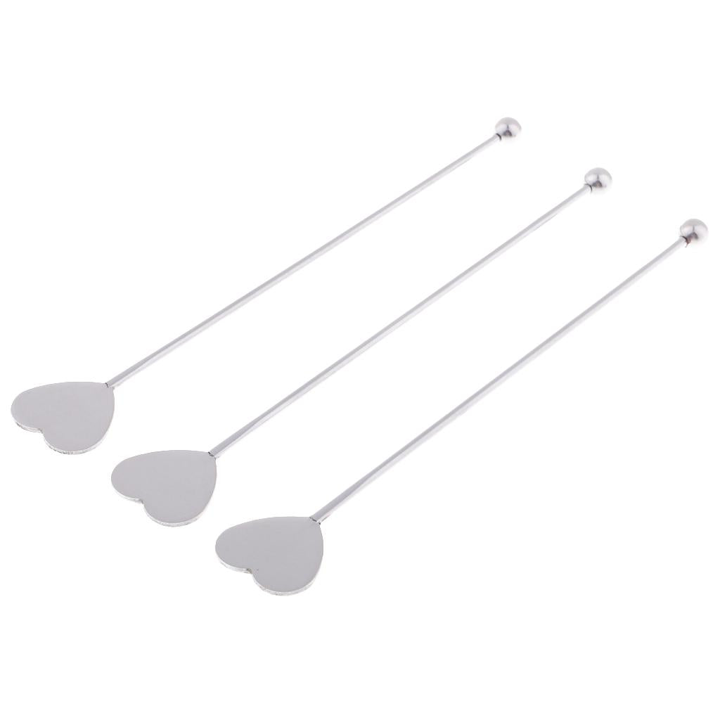 3pcs Stainless Steel Coffee Beverage Stirrers Cocktail Drink Swizzle Stick Silver