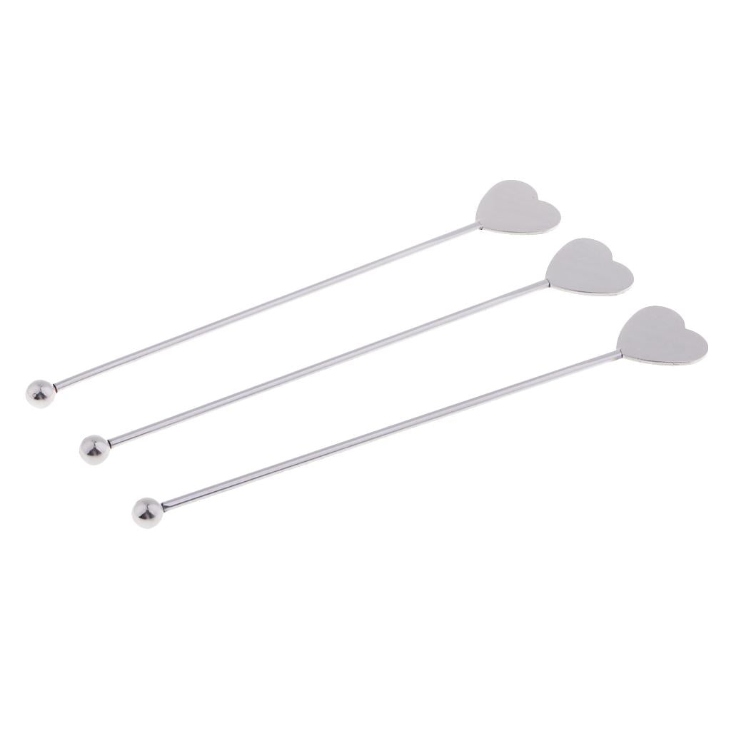 3pcs Stainless Steel Coffee Beverage Stirrers Cocktail Drink Swizzle Stick Silver